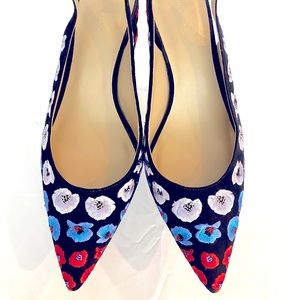 Ann Taylor Brielle floral embroidered slingbacks